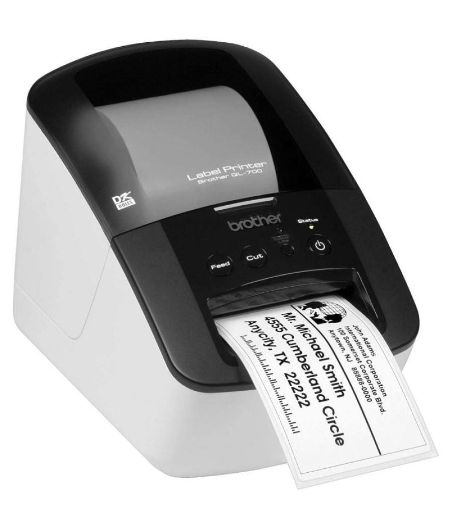 Impresora de etiquetas brother ql-700/ térmica/ ancho etiqueta 62mm/ usb/ blanca y negra