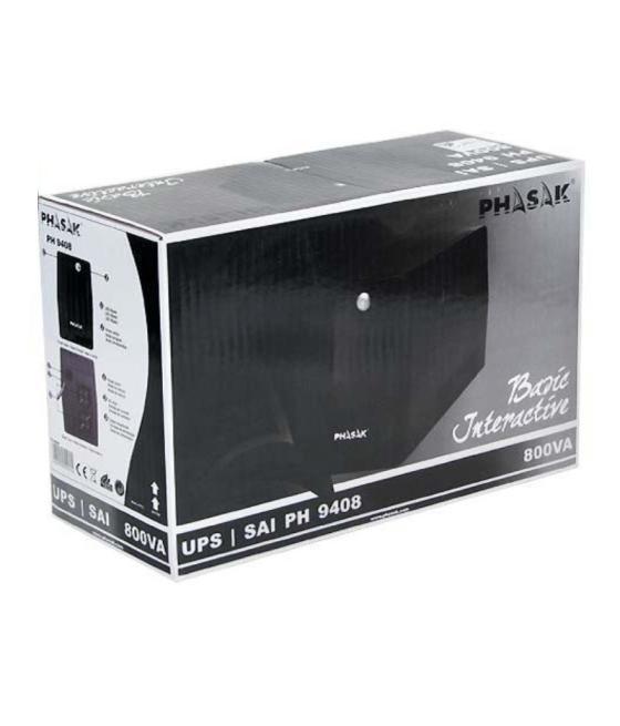 Sai línea interactiva phasak basic interactive 800 va/ 800va-480w/ 2 salidas/ formato torre