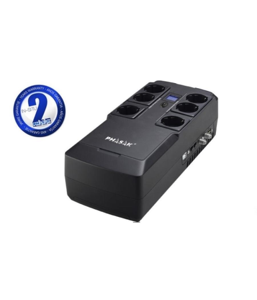 S.a.i. phasak kryptos 800va / 480w usb + rj + usb charger - interactivo