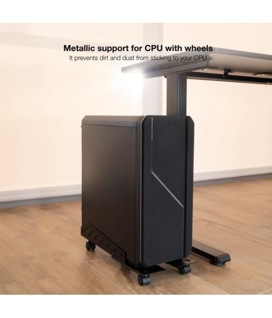 Tooq - soporte metálico para cpu de suelo con ruedas, color negro
