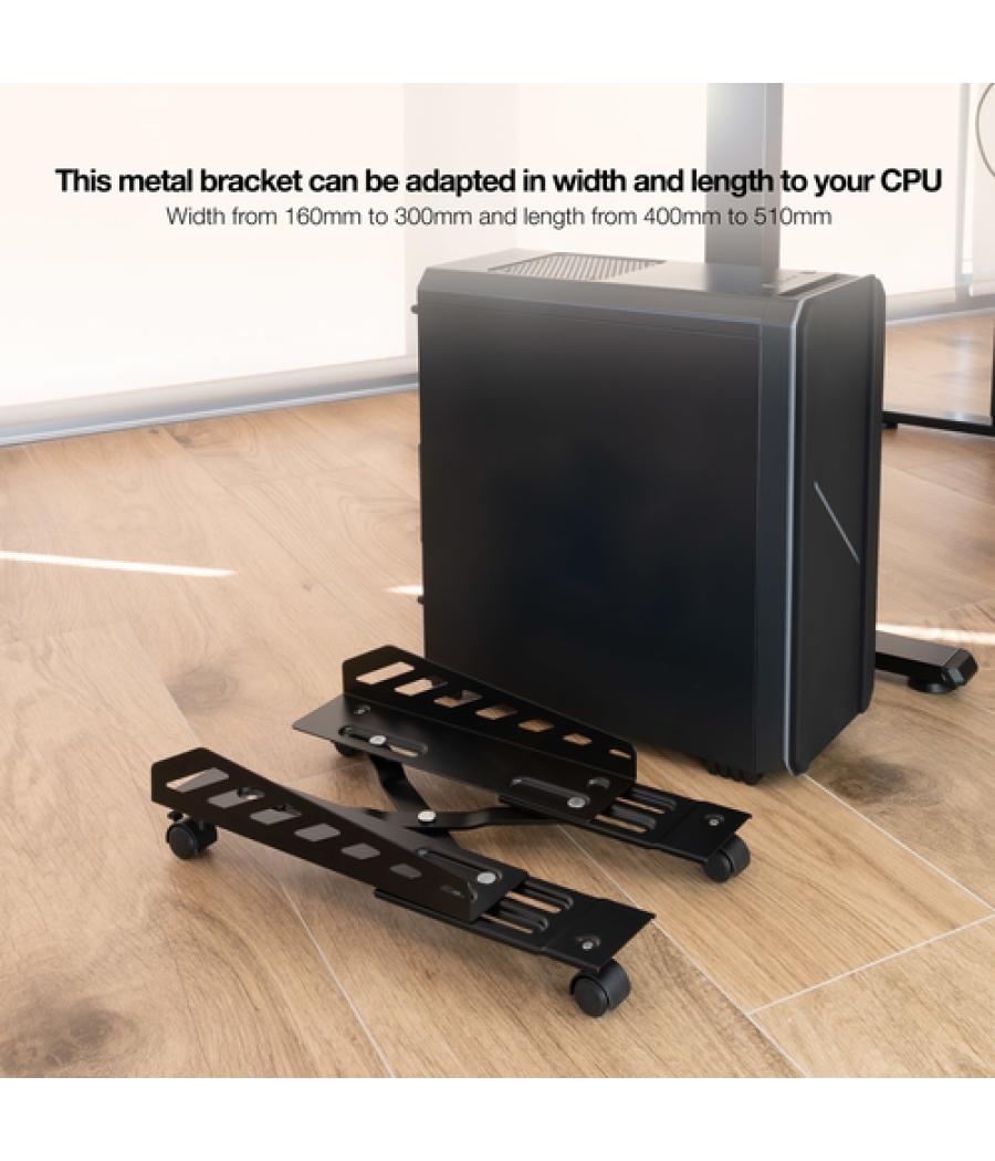 Tooq - soporte metálico para cpu de suelo con ruedas, color negro