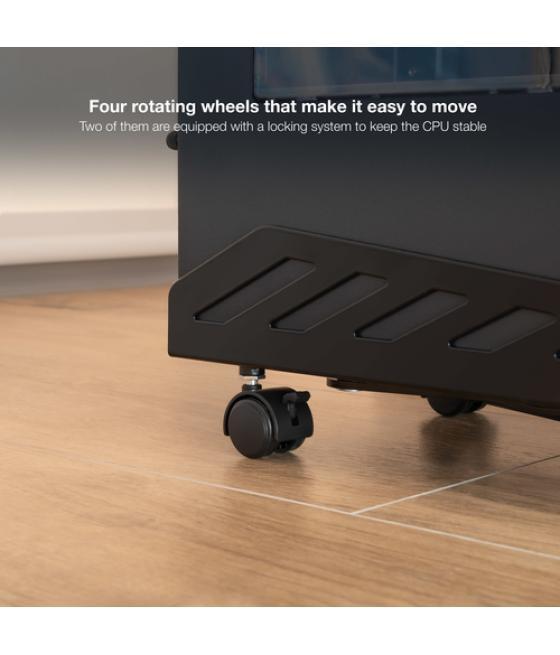 Tooq - soporte metálico para cpu de suelo con ruedas, color negro