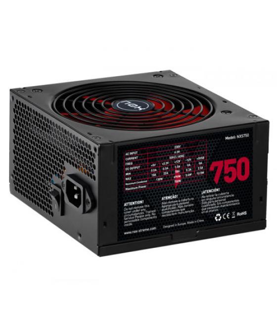 Nox nxs750 unidad de fuente de alimentación 750 w 20+4 pin atx negro, rojo