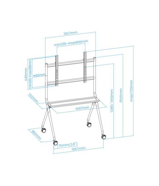 Tooq istand soporte de suelo con ruedas para pantallas 50"- 86", gris