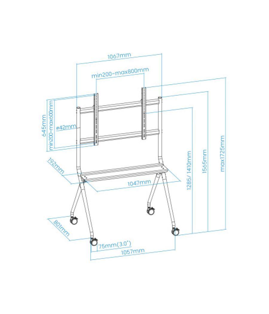 Tooq istand soporte de suelo con ruedas para pantallas 50"- 86", gris