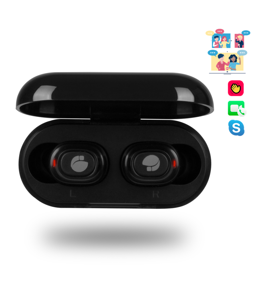 Auricular intrauditivo bluetooth ngs artica lodge true wireless con base de carga color negro