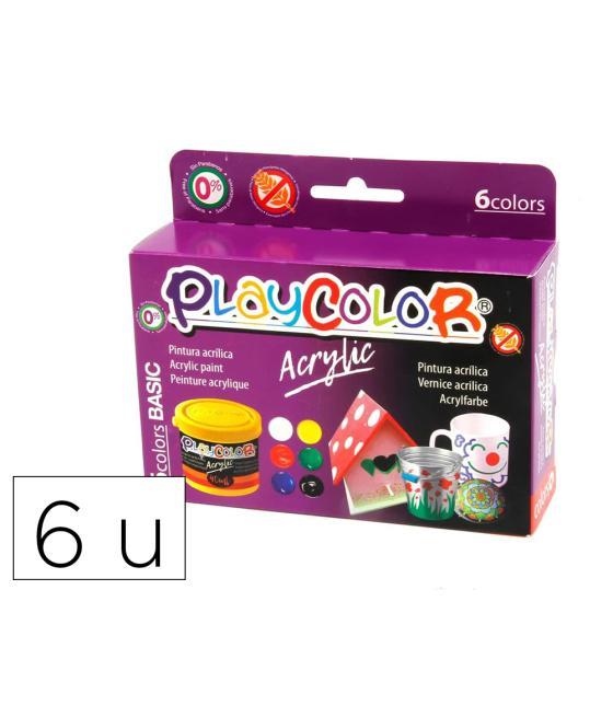 Pintura acrílica playcolor pastel bote 40 ml caja de 6 unidades colores surtidos