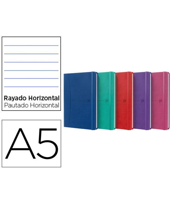 Cuaderno oxford cosida tapa extradura din a5 80 hojas rayado horizontal colores vivos surtidos