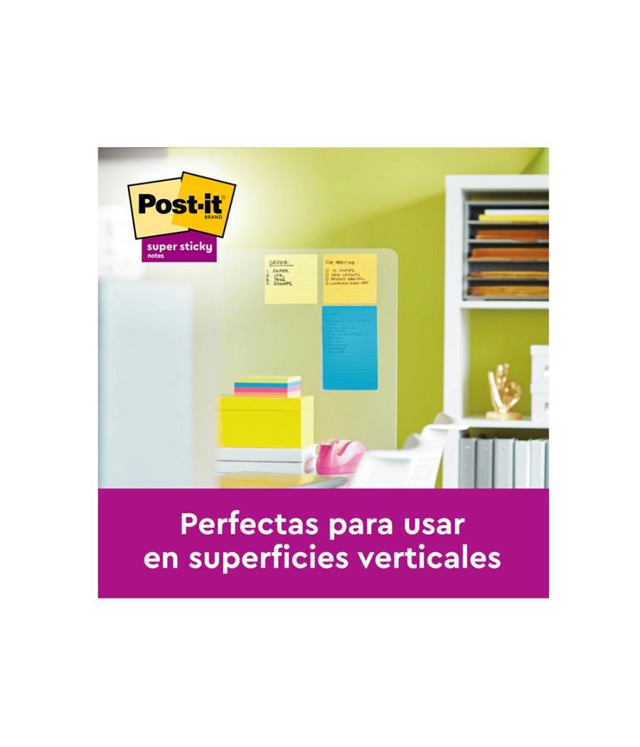 Bloc de notas adhesivas quita y pon post-it super sticky 152x101 mm con 45 hojas pack de 4 unidades colores neon