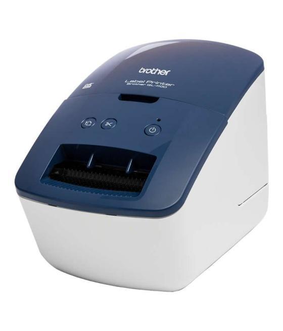 Impresora de etiquetas brother ql-600b/ térmica/ ancho etiqueta 62mm/ usb/ azul y blanca