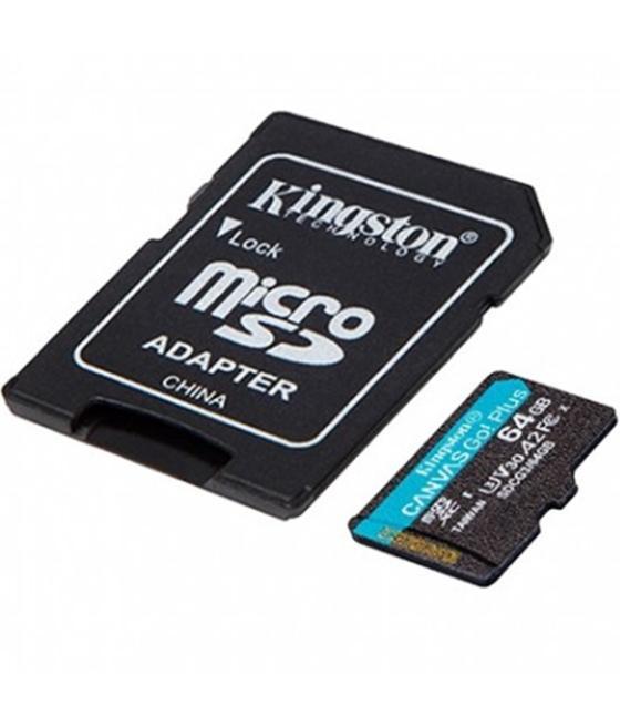 Memoria micro sdxc 64gb kingston canvas go uhs - i cl10 r: 170mb - s w:70mb - s + adaptador sd