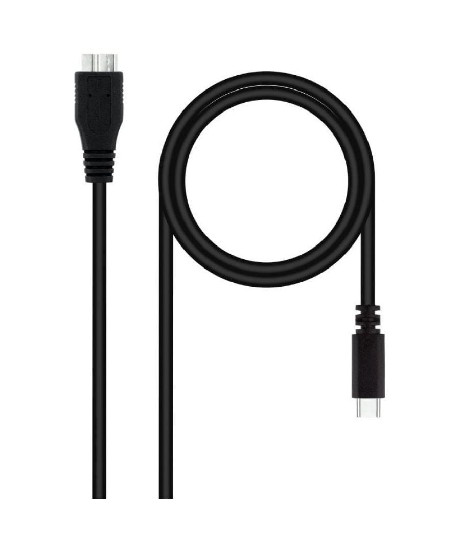 Cable usb 3.0 nanocable 10.01.1201-bk/ usb tipo-c macho - microusb macho/ 1m/ negro