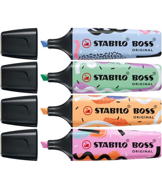 Rotulador stabilo boss fluorescente original pastel by ju schnee estuche de 4 colores surtidos