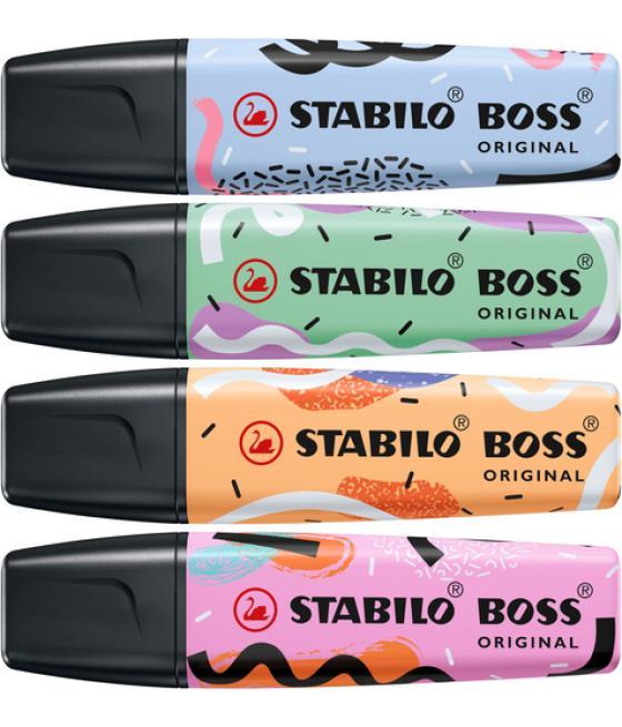 Rotulador stabilo boss fluorescente original pastel by ju schnee estuche de 4 colores surtidos