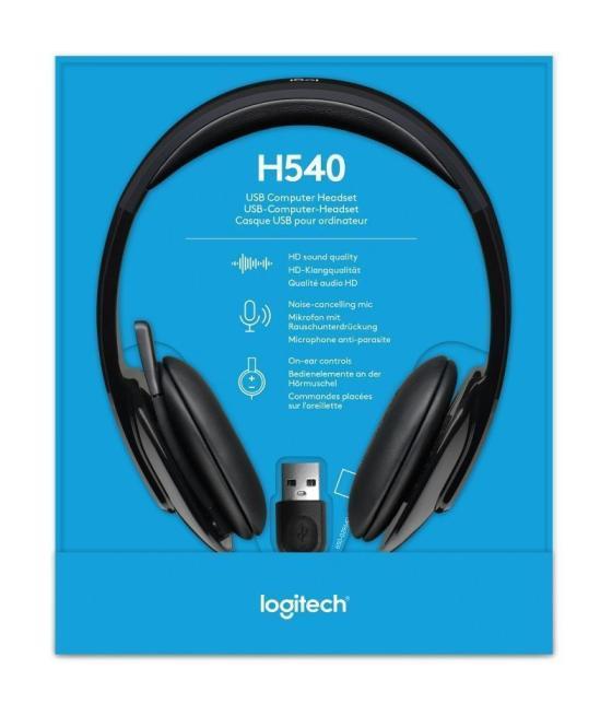 Auriculares logitech h540/ con micrófono/ usb/ negros