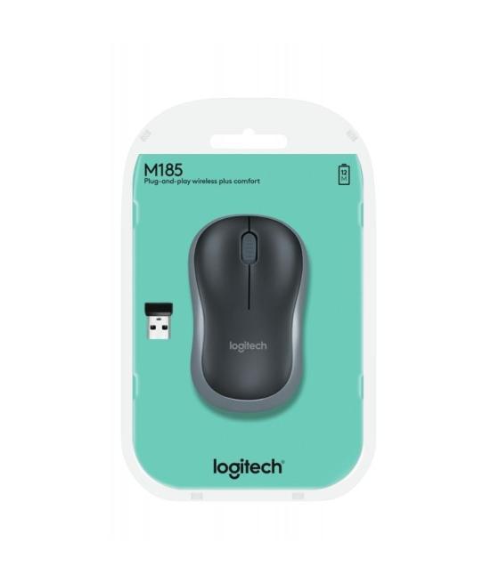 Ratón inalámbrico logitech m185/ hasta 1000 dpi/ gris