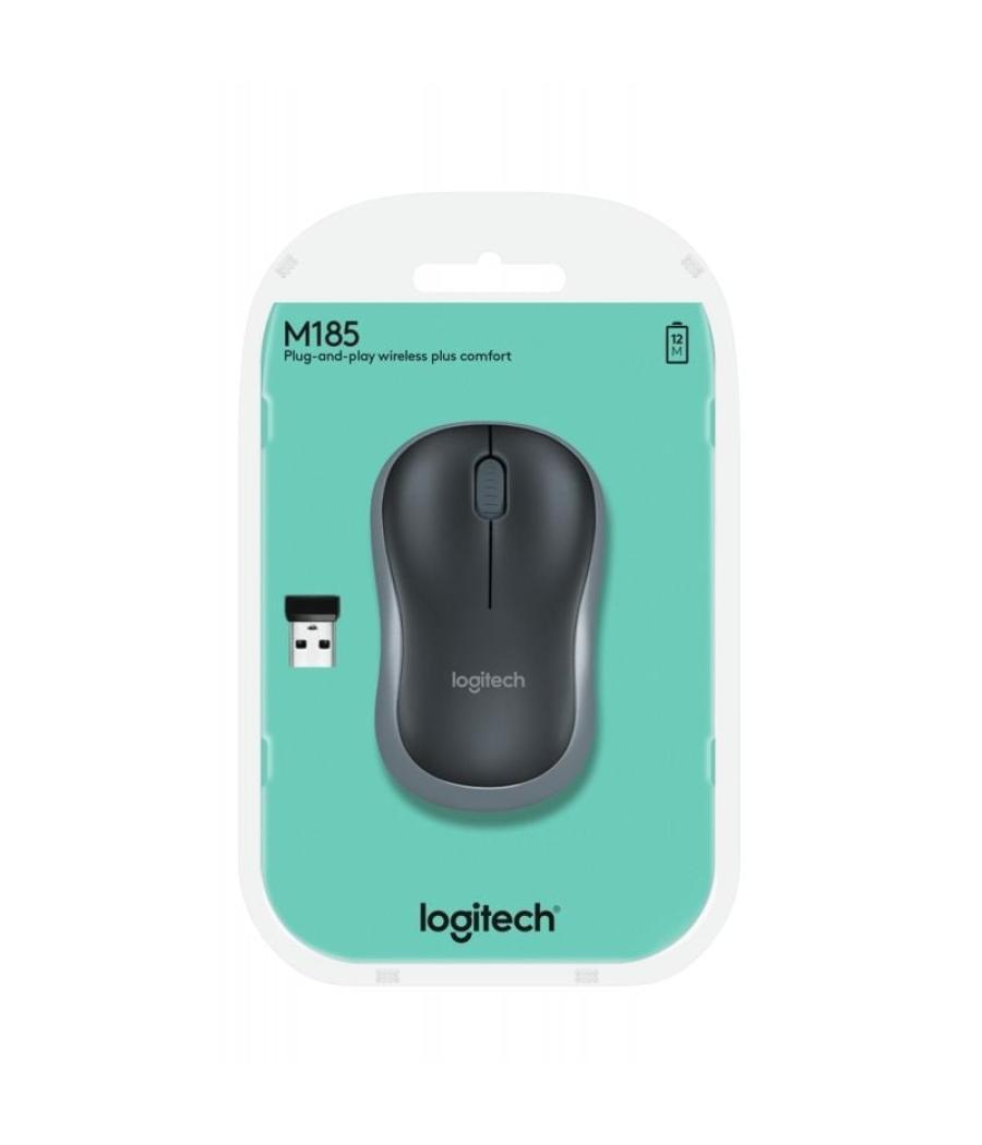 Ratón inalámbrico logitech m185/ hasta 1000 dpi/ gris