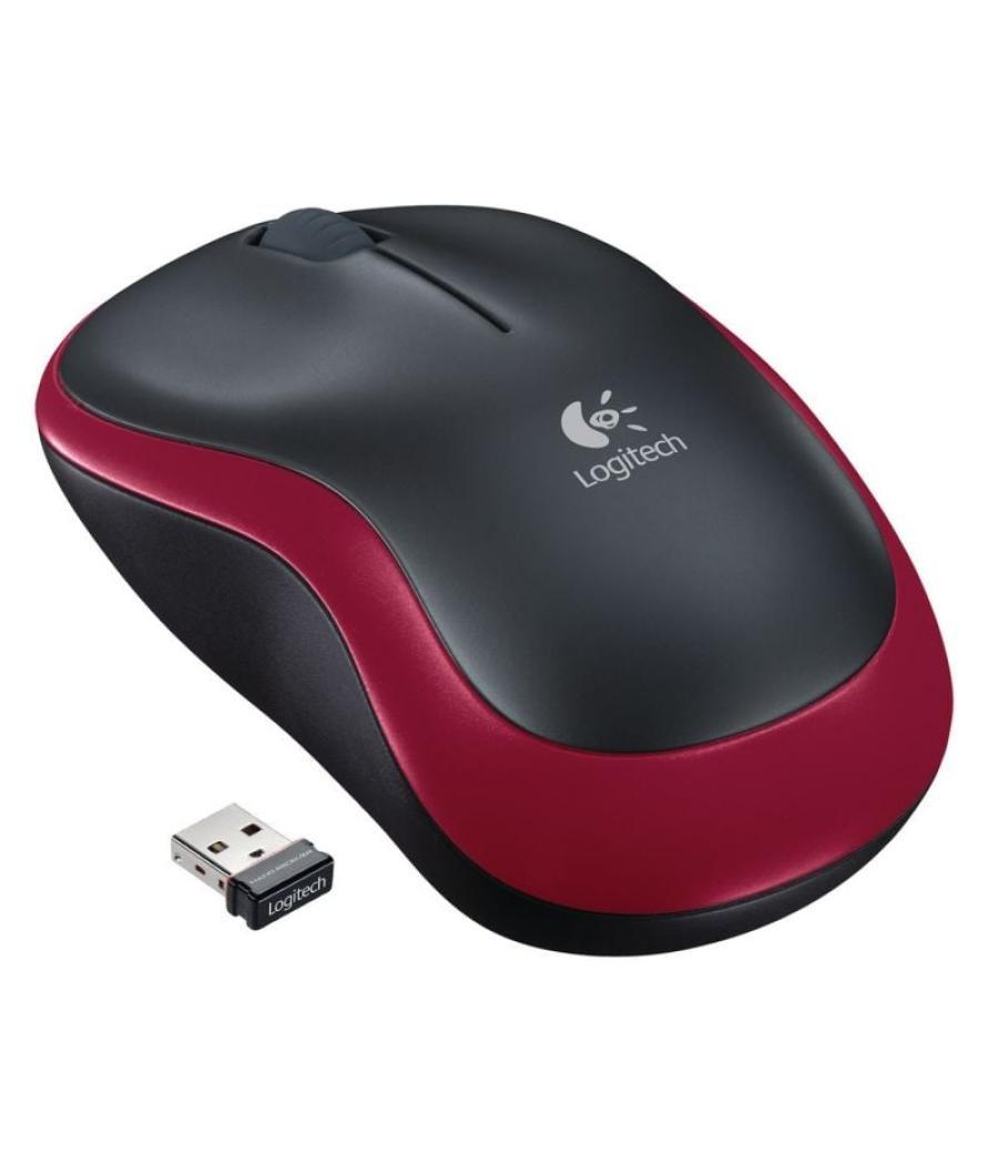 Ratón inalámbrico logitech m185/ hasta 1000 dpi/ rojo