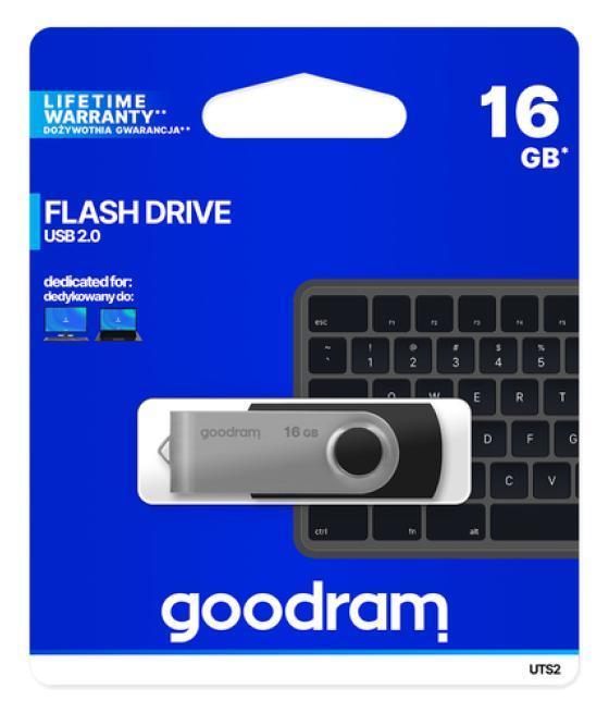 Goodram uts2 - pendrive - 16gb - usb 2.0 - negro