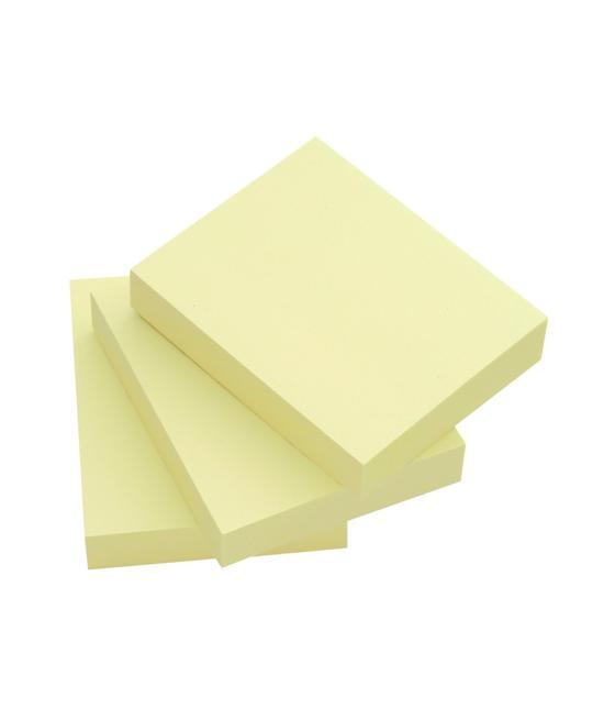 Bloc de notas adhesivas quita y pon q-connect 38x51 mm 100% papel reciclado amarillo en caja de cartón