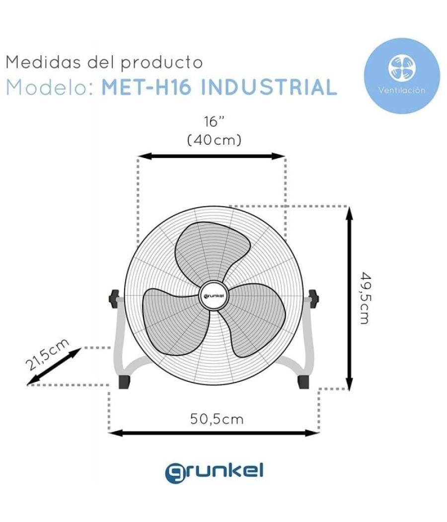 Ventilador de suelo industrial grunkel met-h16industrial/ 90w/ 3 aspas 40cm/ 3 velocidades