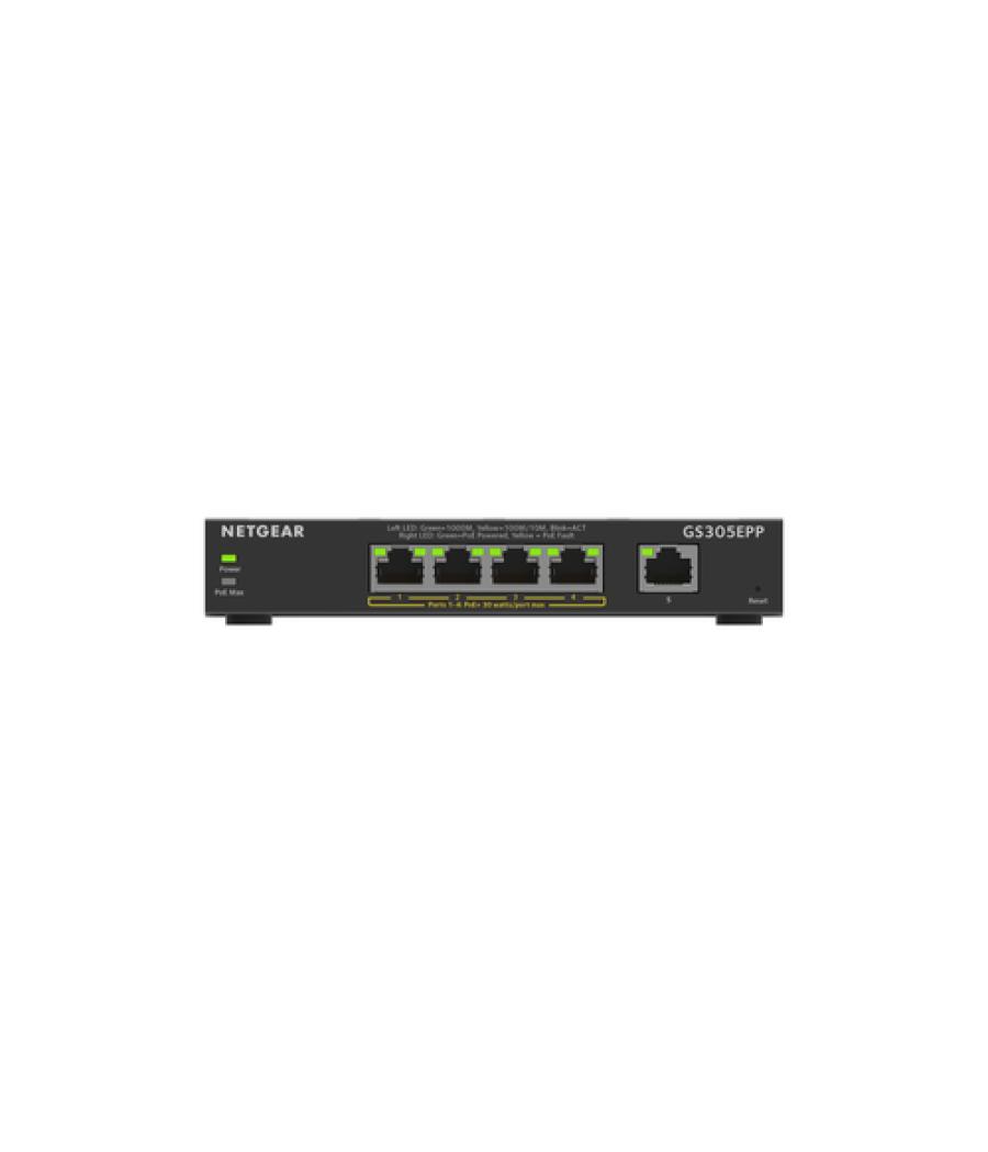 Netgear GS305EPP Gestionado L2/L3 Gigabit Ethernet (10/100/1000) Energía sobre Ethernet (PoE) Negro