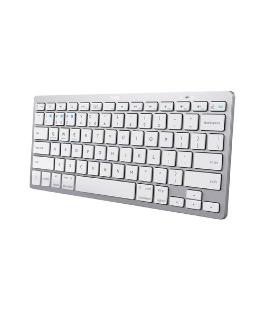 Trust 24653 teclado Bluetooth QWERTZ Alemán Plata, Blanco