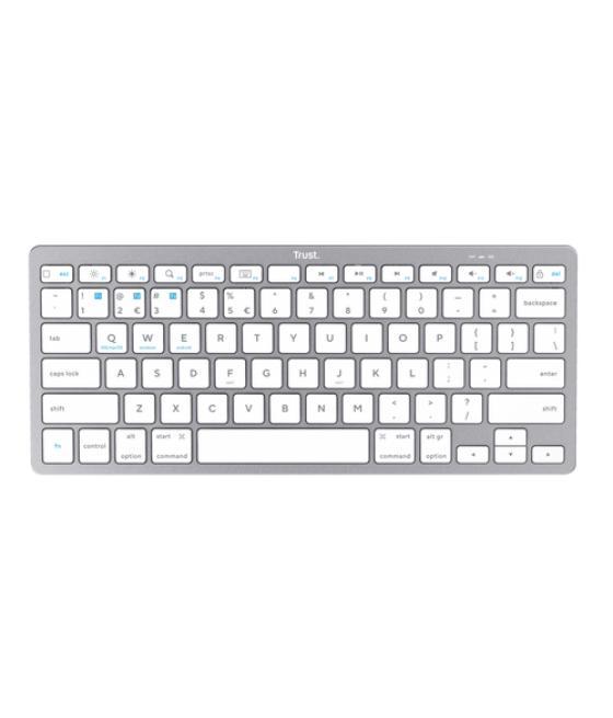 Trust 24653 teclado Bluetooth QWERTZ Alemán Plata, Blanco