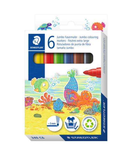 Estuche de cartón 6 rotuladores gruesos noris 340 colores surtidos staedtler 340 c6