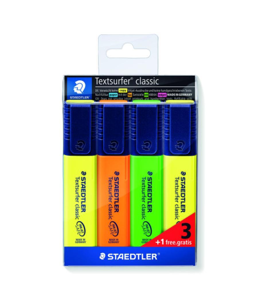 Estuche 3 + 1regalo marcadores fluorescente classic 364 textsurfer staedtler 364-s wp4p