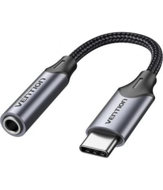 Adaptador audio jack 3.5/h usb-c 10 cm gris vention