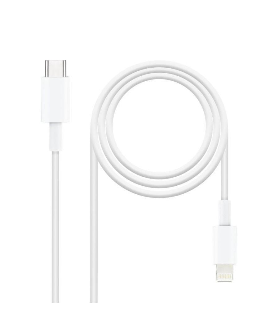 Cable usb 2.0 tipo-c lightning nanocable 10.10.0601/ usb tipo-c macho - lightning macho/ 1m/ blanco