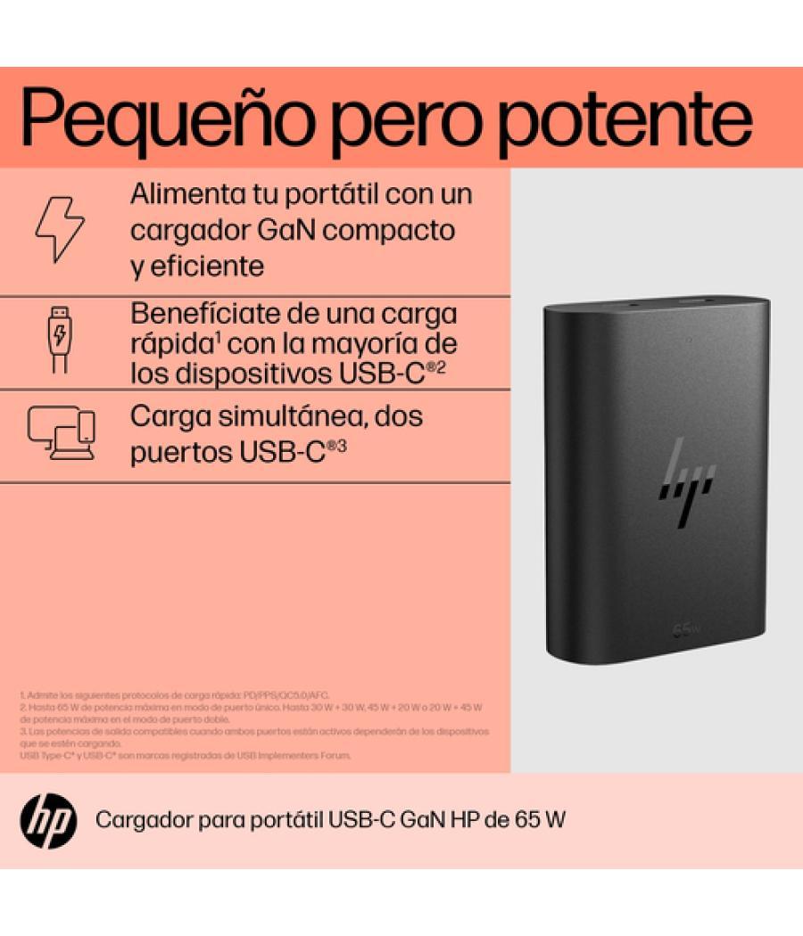 HP Cargador para portátil de con USB-C GaN de 65 W