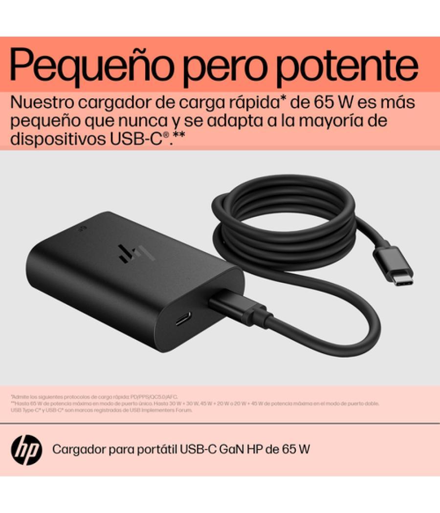 HP Cargador para portátil de con USB-C GaN de 65 W