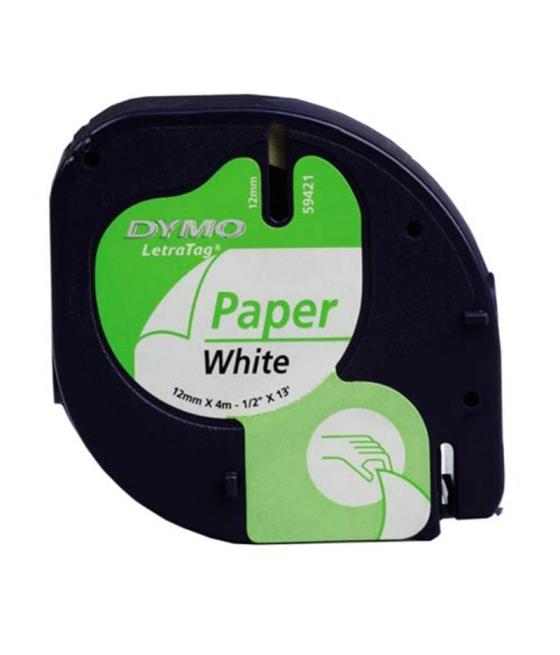 Cinta rotuladora adhesiva de papel dymo 59421/ para letratag/ 12mm x 4m/ blanca