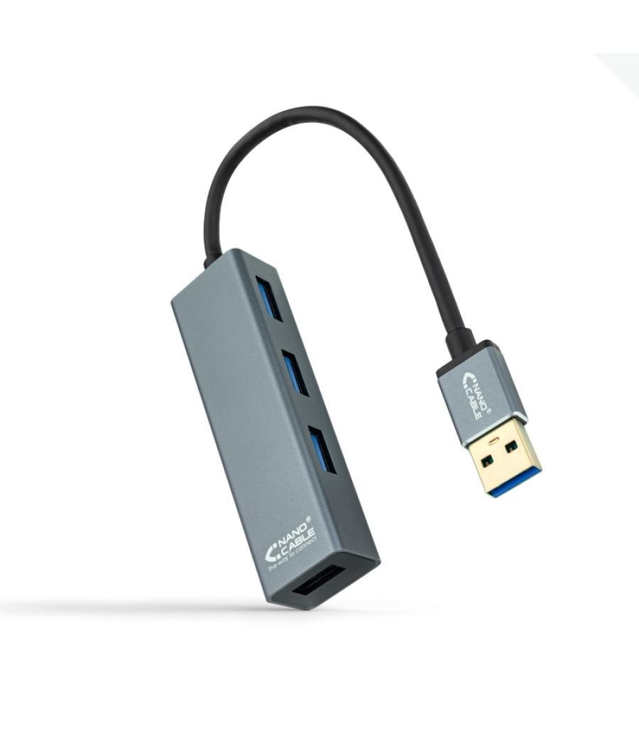 Nanocable hub usb 3.0 4 x usb 3.0 10cm. gris