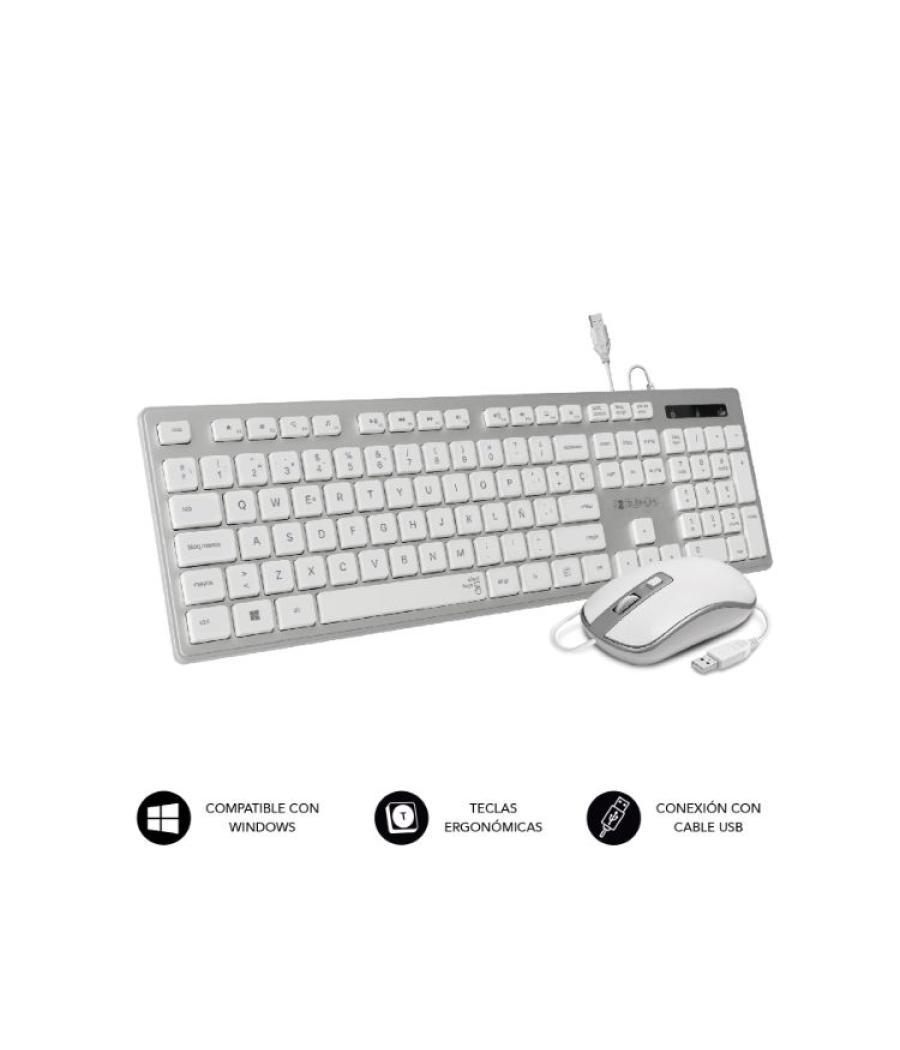 Teclado + raton wired ergo keys silent flat plata subblim