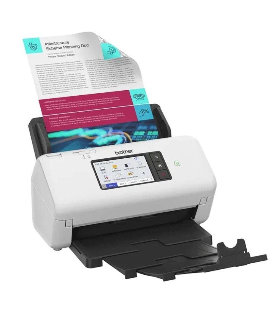 Escáner documental brother ads-4700w con alimentador de documentos adf/ doble cara