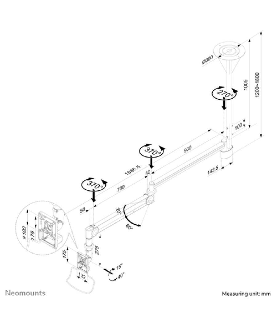 Neomounts Soporte de techo médico para monitor/TV