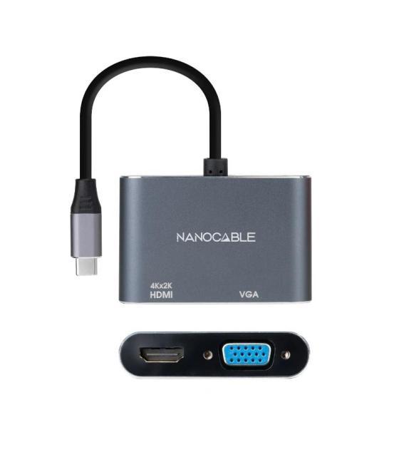 Nanocable conversor usb-c/m a hdmi-vga/h 15 cm