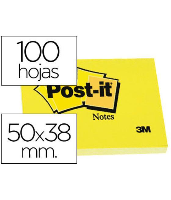 Pack 12 blocs 100 hojas notas adhesivas 38x51mm canary yellow sin encelofanado individual 653-e post-it 7100290163