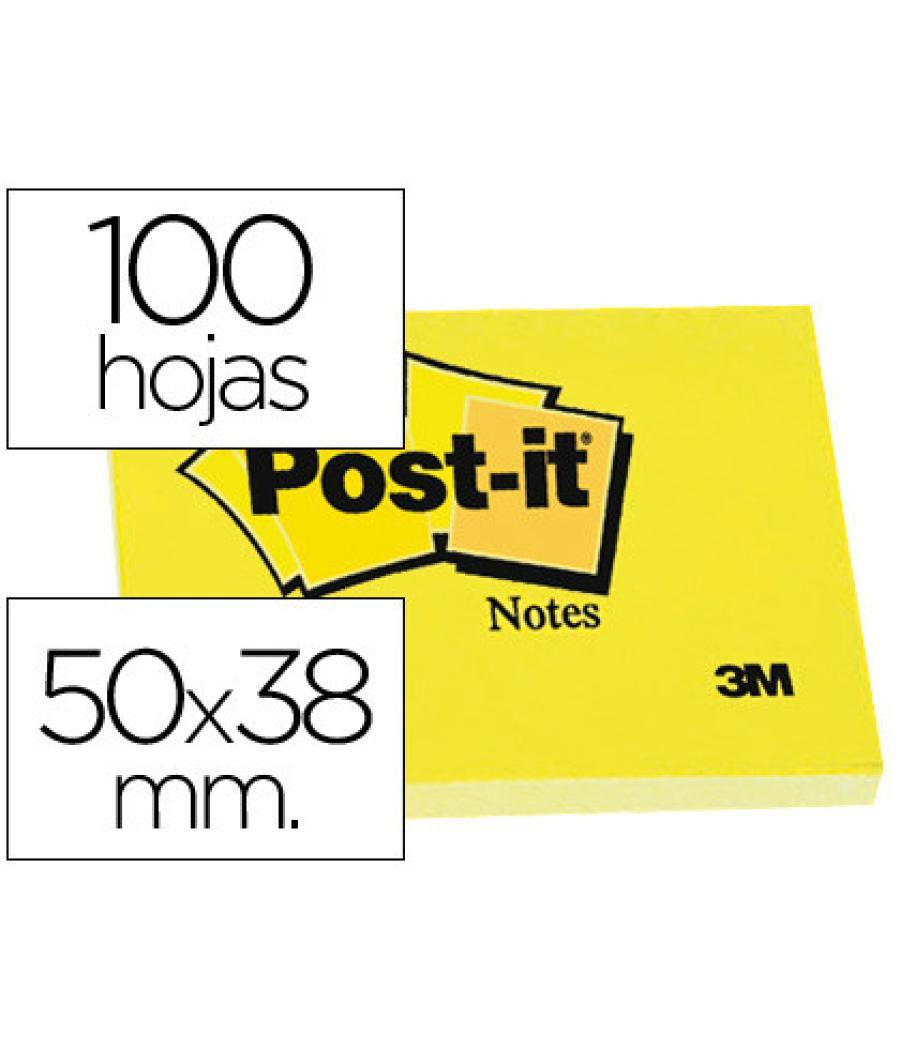 Pack 12 blocs 100 hojas notas adhesivas 38x51mm canary yellow sin encelofanado individual 653-e post-it 7100290163