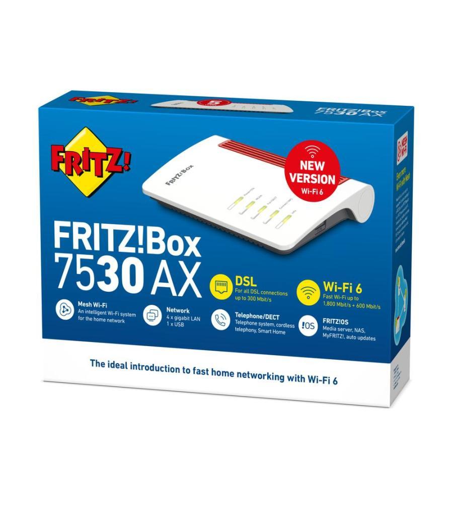 Router wifi 6 fritz! box 7530 ax - 4x gigabit - centralita dect - usb - mesh