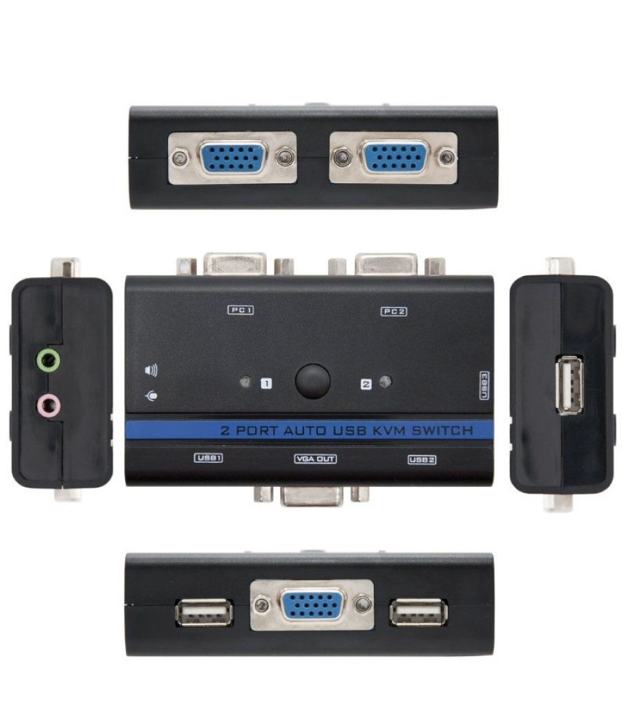 Kvm switch nanocable 10.12.0001/ pc - cpu: 2 vga + 2 usb + 4 jack 3.5 / consola: 2 usb + vga + 2 jack 2.5/ 1.4m