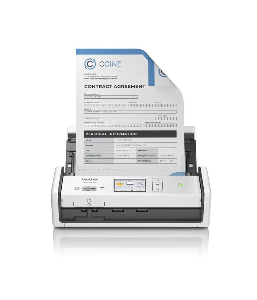 Escáner documental brother ads-1800w con alimentador de documentos adf/ doble cara