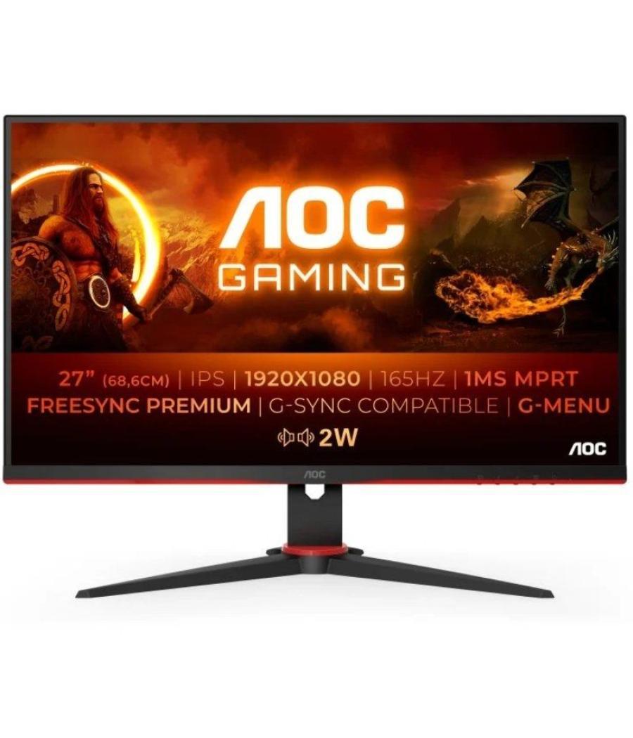 Monitor gaming aoc 27g2spae/bk 27'/ full hd/ 1ms/ 165hz/ ips/ multimedia/ negro y rojo