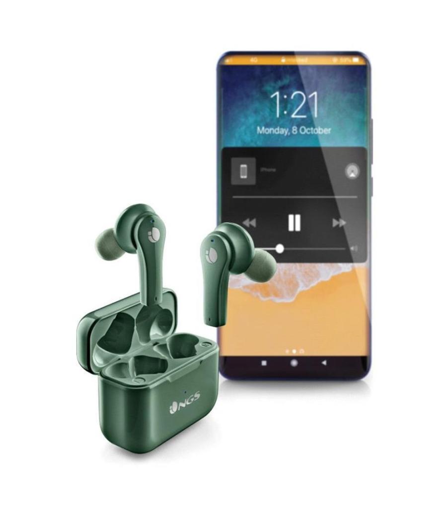 Auriculares inalambricos ngs artica bloom green bluetooth 5.1 + estuche de carga - verde