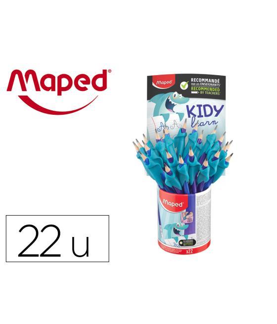 Lápices de grafito maped hb con goma borrar + adaptador ergonomico cubilete de 22 unidades