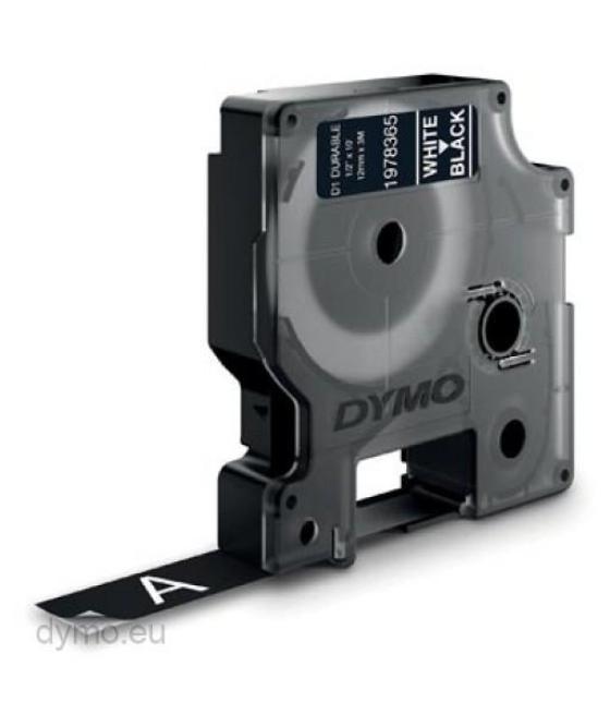 Dymo cinta de transferencia termica d1 durable. etiqueta permante blanco sobre negro de 12mmx3m. rotuladora labelmanager