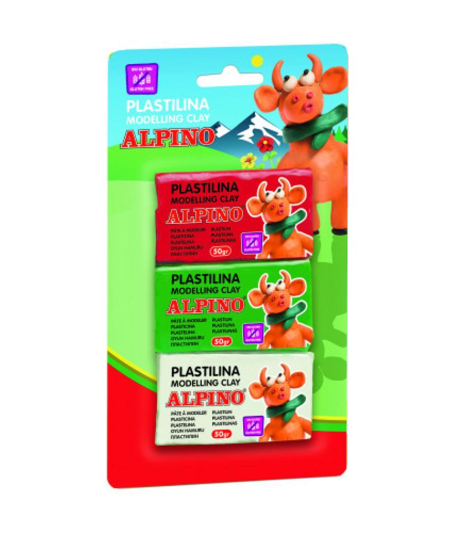 Blister 3 unidades plastilina de 50 grs. alpino dp000116